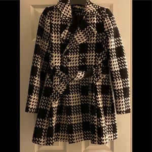 Macys Via Spiga Black & White Pea Coat